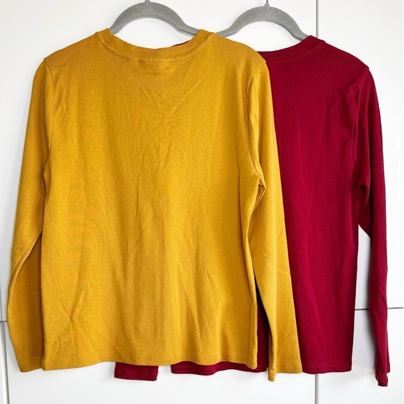 Rafaella Long Sleeve T-Shirt Gold Button Detail Medium Bundle of Two Red Orange - Picture 6 of 8